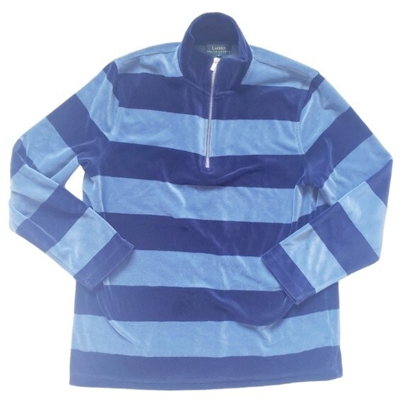 LAUREN RL Super Soft PullOver Blue Striped Hoodie - Picture 3 of 12